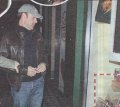 Kevin Spacey spots something interesting in Soho Book's window...