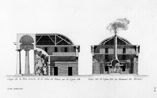 Architectural Theory The saline town of Chaux; cross-section of the entry building and the salt refinery