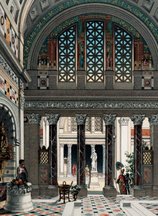 Roman: <em>Representative rich Etrusco-Greek building. Interior of the palace</em>