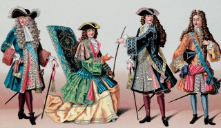 Auguste Racinet, The Complete Costume History France: 17th century: <em>Civilian costumes, nobility. Wig and sword worn, 1670</em>