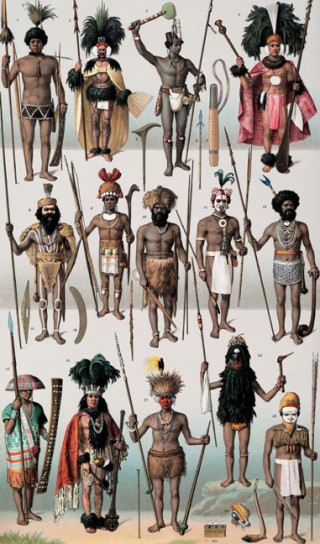 Auguste Racinet, The Complete Costume History South Sea Islands: <em>Blacks: Alfurus, Papus and Australians-Kanaks-Nuku-Hivians. Costume and toilette, arms and military ornaments</em>