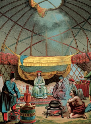 Auguste Racinet, The Complete Costume History Russian Kalmucks, <em>a people of horse-riders. Kalmuck tent, kibitka. Nomad customs</em>