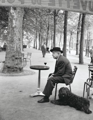 Robert Doisneau Prévert at a Café Table, Quai Saint-Bernard, Paris 5e, 1955