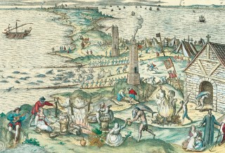 Tuna fishing near Cadiz; detail from the view of Cadiz, Spain