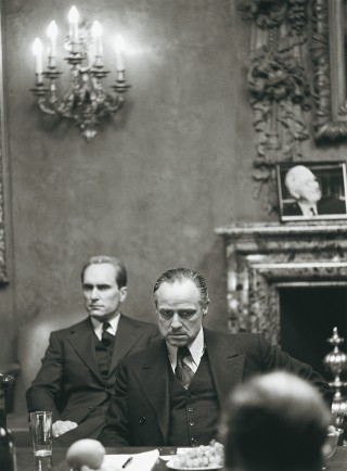 Don Vito Corleone: A Man of Reason (Marlon Brando)<br /> <em><br /> All photos: Photographs courtesy Steve Schapiro, and copyright (c) 2008 Paramount Pictures Corporation. The Godfather is a registered trademark of the Paramount Pictures Corporation. All Rights Reserved.</em>