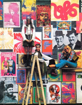 Photograph by Patric Ward for the Observer magazine showing a hoarding of psychedelic posters, 1967