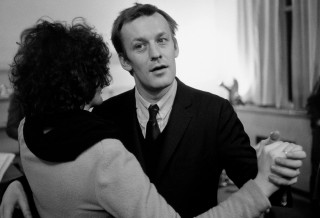 Kippenberger Martin Kippenberger with Marie-Puck Broodthaers, opening party of the exhibition <em>Truth is work</em> with the band <em>Night and Day</em>, Essen, 1984. Fotos: Wilhelm Schürmann