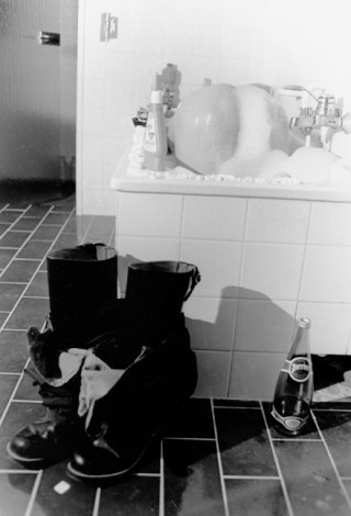 Kippenberger Photograph for Martin Kippenberger's painting <em>Bathing russian after the successful flight</em>, 1984. Foto: Bernhard Schaub