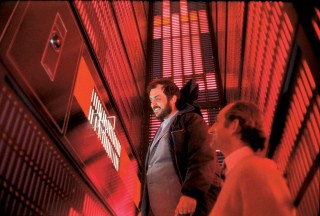 <em>2001: A Space Odyssey</em>: Kubrick and production designer Tony Masters inside HAL's logic center. (c) The Stanley Kubrick Estate