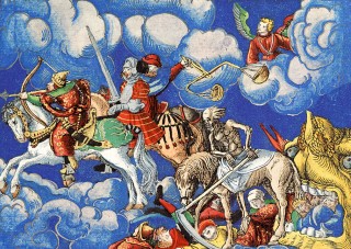Revelation, fol. CLXXXVIv: The four Horsemen of the Apocalypse