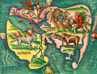 Daniel, fol. XIIIIr: The map of the world as seen by Daniel in his dream
