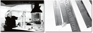 Paris, December 1998: Philippe Starck working on the design of the stainless steel SUMO table at his studio.
