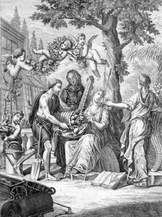 Allegory of Horticulture, 1769. A.L. Wirsing, copperplate engraving after a drawing by S. Wale