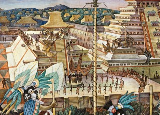 The Totonac Civilization (detail), Palacio Nacional, Mexico City.