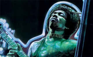 <em>Jimi Hendrix</em>. Backstage, Hendrix as leaning up against a fire hydrant between sets and listening to something infinitely far away, when a reporter approached him in a toupee and a plastic raincoat. "I'm from the New York Times," said the reporter and Hendrix, halfopening his eyes, smiled the very faintest and weariest of wry smiles. "Please to meet you," he said. "I'm from Mars."
