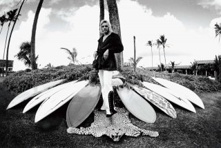 Bunker Spreckels: Surfing's Divine Prince of Decadence "The Player" outside his North Shore hotel not long before his death, Oahu, Hawaii, November 1976